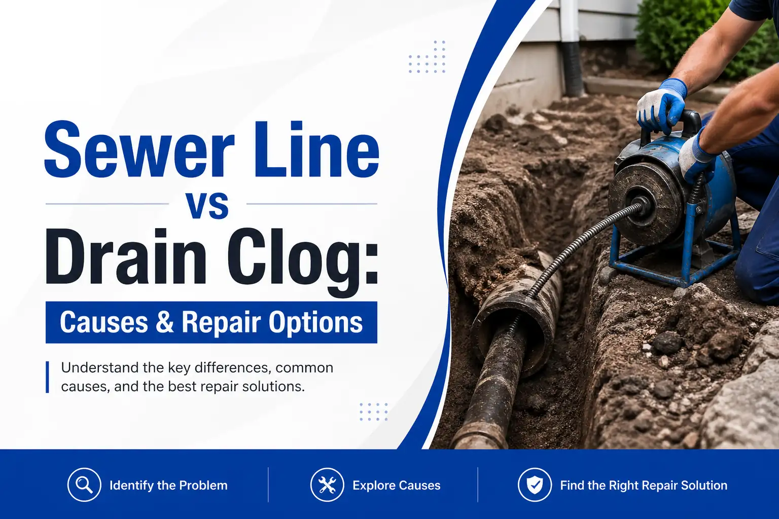 Sewer Line Clog vs Drain Clog Difference: Causes, Warning Signs & Repair Options
